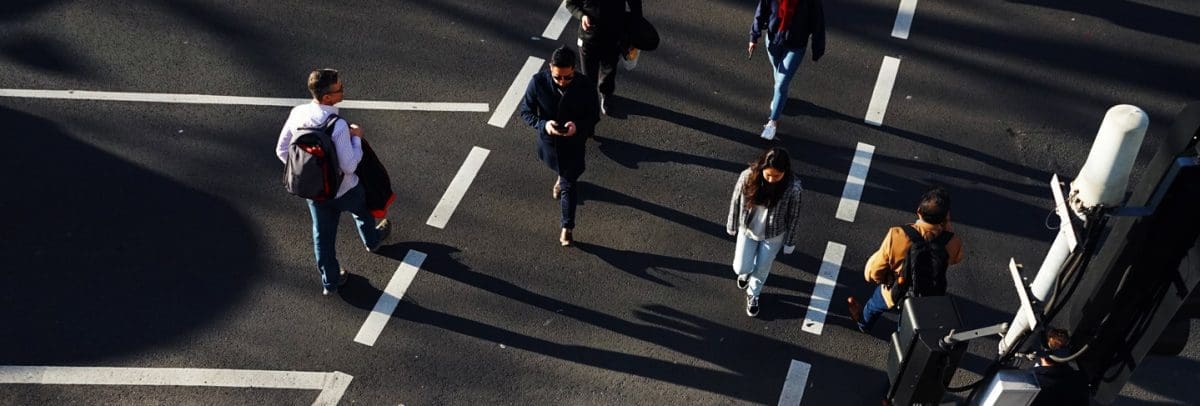 View from above of people walking in NSW